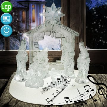etc-shop Weihnachtsfigur, Design Tisch Leuchte X-MAS Krippe Figuren Musik Wohnraum