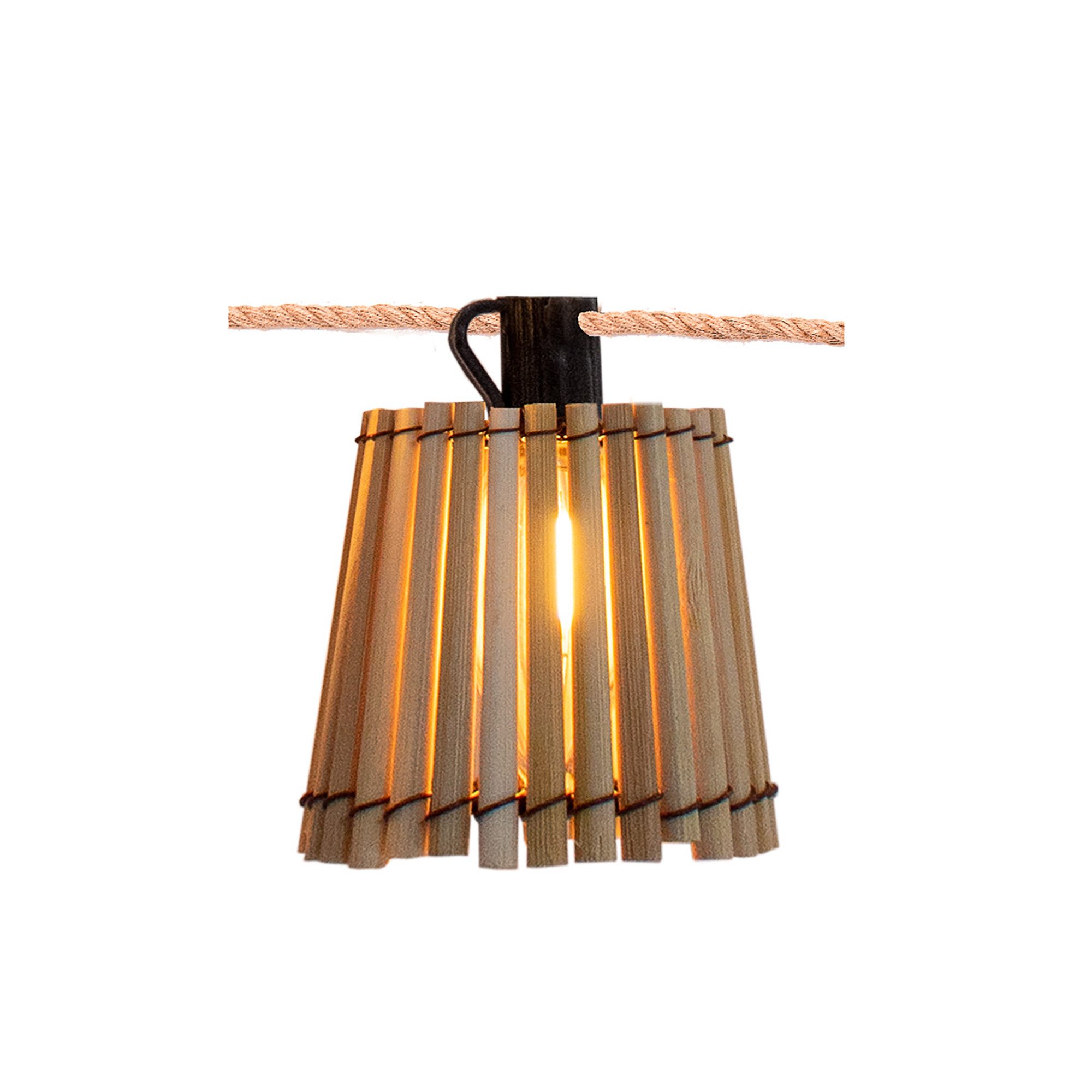 New Garden Gartenleuchte LED-Lichterkette oder Solar-Laterne aus Bambus, Okinawa, Warnweiß