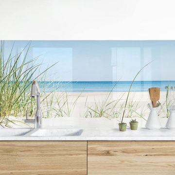 Bilderdepot24 Küchenrückwand blau dekor Natur Strand Meer Wandpaneel Küche Ostseeküste, (1-tlg., Nischenrückwand - für Fliesenspiegel ohne Bohren - matt), Spritzschutz Rückwand Küche Herd - Folie selbstklebend versch. Größen