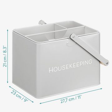 Navaris Aufbewahrungsbox Housekeeping Box - 3 Fächer - Putzmittel Organizer - Vintage (1 St)