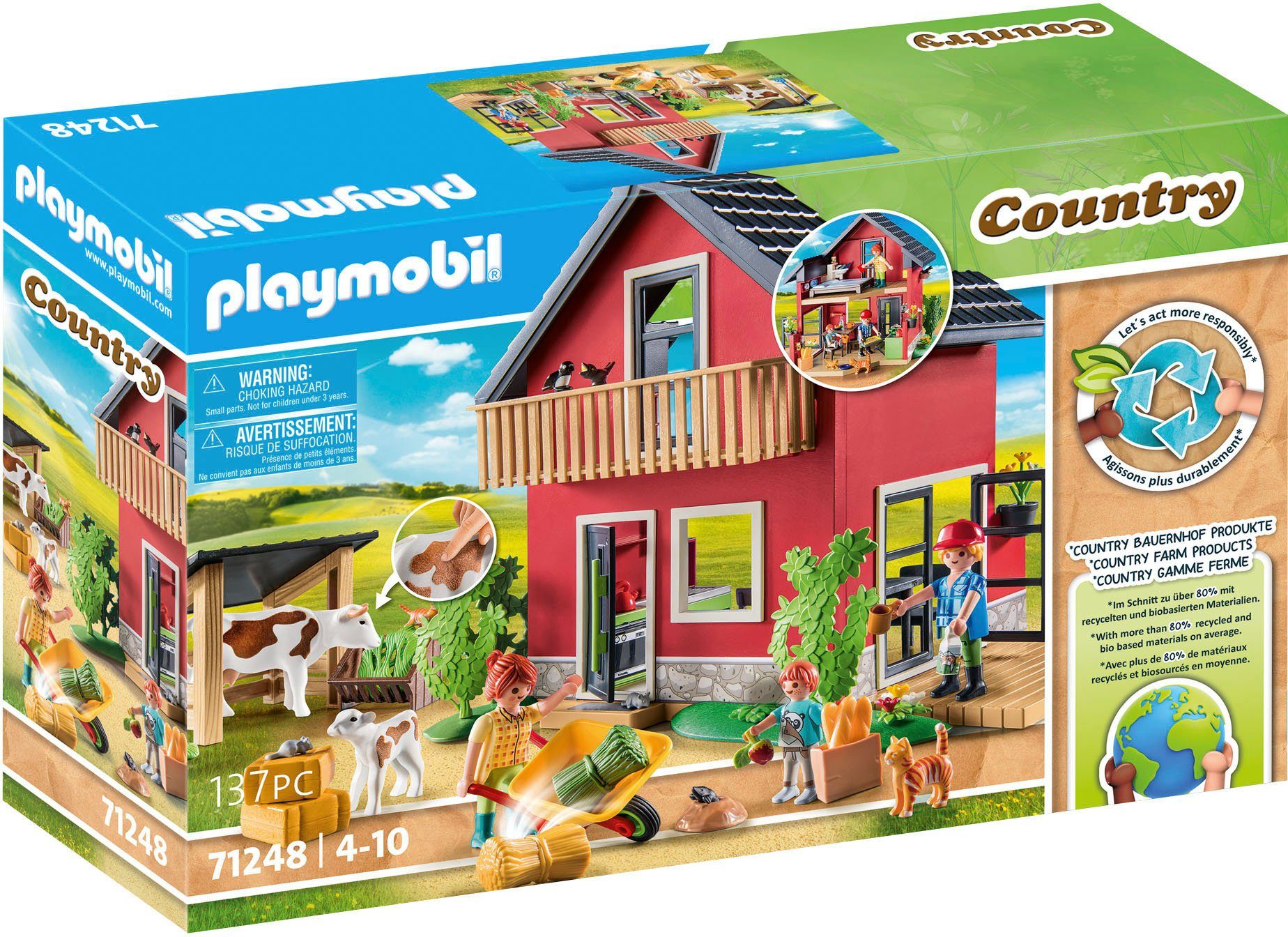 Playmobil® Konstruktions-Spielset Bauernhaus (71248), Country, aus Material; Germany in Made recyceltem teilweise