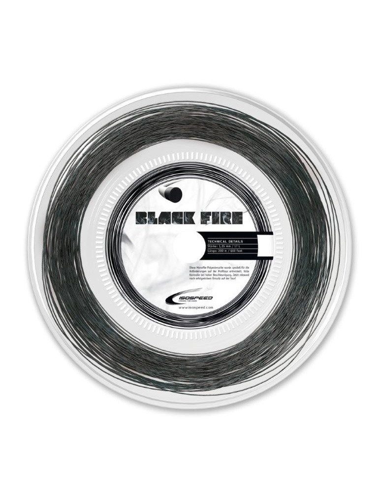 Isospeed Tennissaite Black Fire (Haltbarkeit+Kontrolle) schwarz 200m Rolle, Saitendicke: 1.20