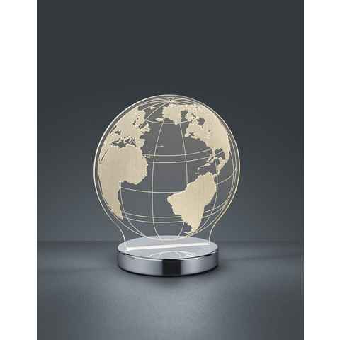 TRIO Leuchten LED Tischleuchte Globe, Farbwechsel, LED fest integriert, Farbwechsler, Tischlampe, Weltkugel Design, Acrylplatte, Lichtfarbe einstellbar
