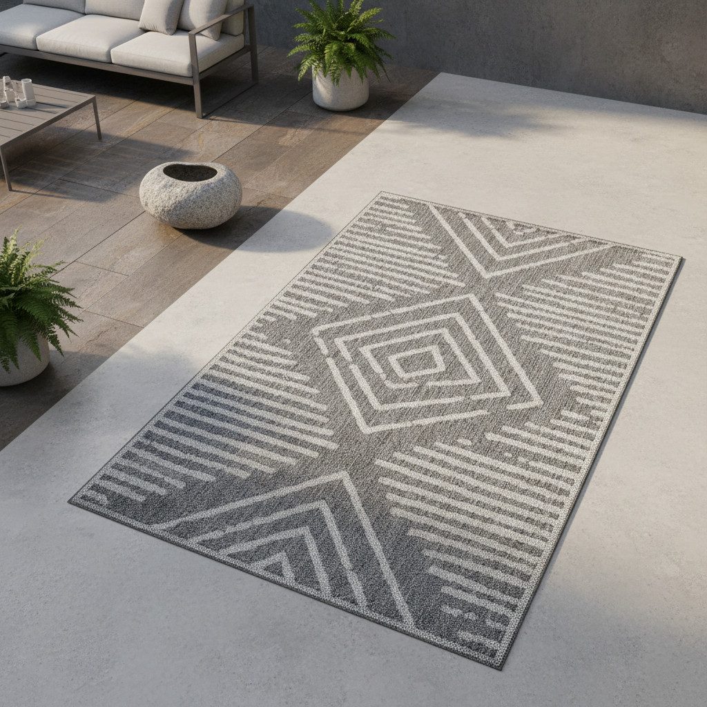KADIMA DESIGN Outdoorteppich LIRIA Wetterfest UV-Beständig Balkon Waschbar Strapazierfähig, Rechteckig, Höhe: 7 mm, 60x100 cm, Balkonteppich Fußbodenheizung Waschbar