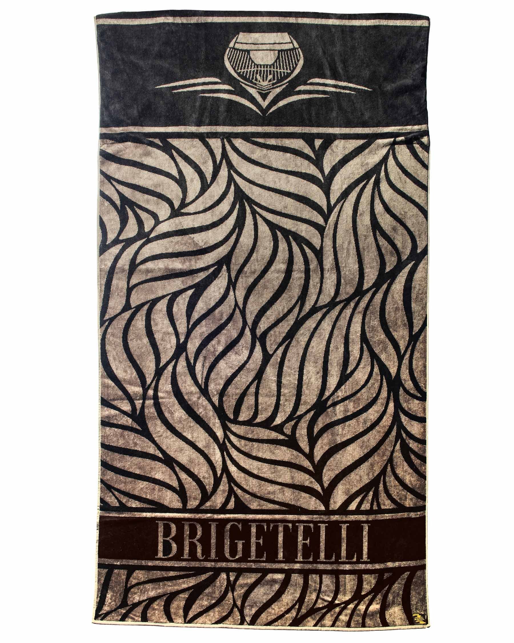 Brigetelli Strandtuch Brigetelli Strandtuch, Badetuch XXL - Black Label, (1-St), eingebaute Tasche für Luftkopfkissen & Tasche für Handy, Geldbörse