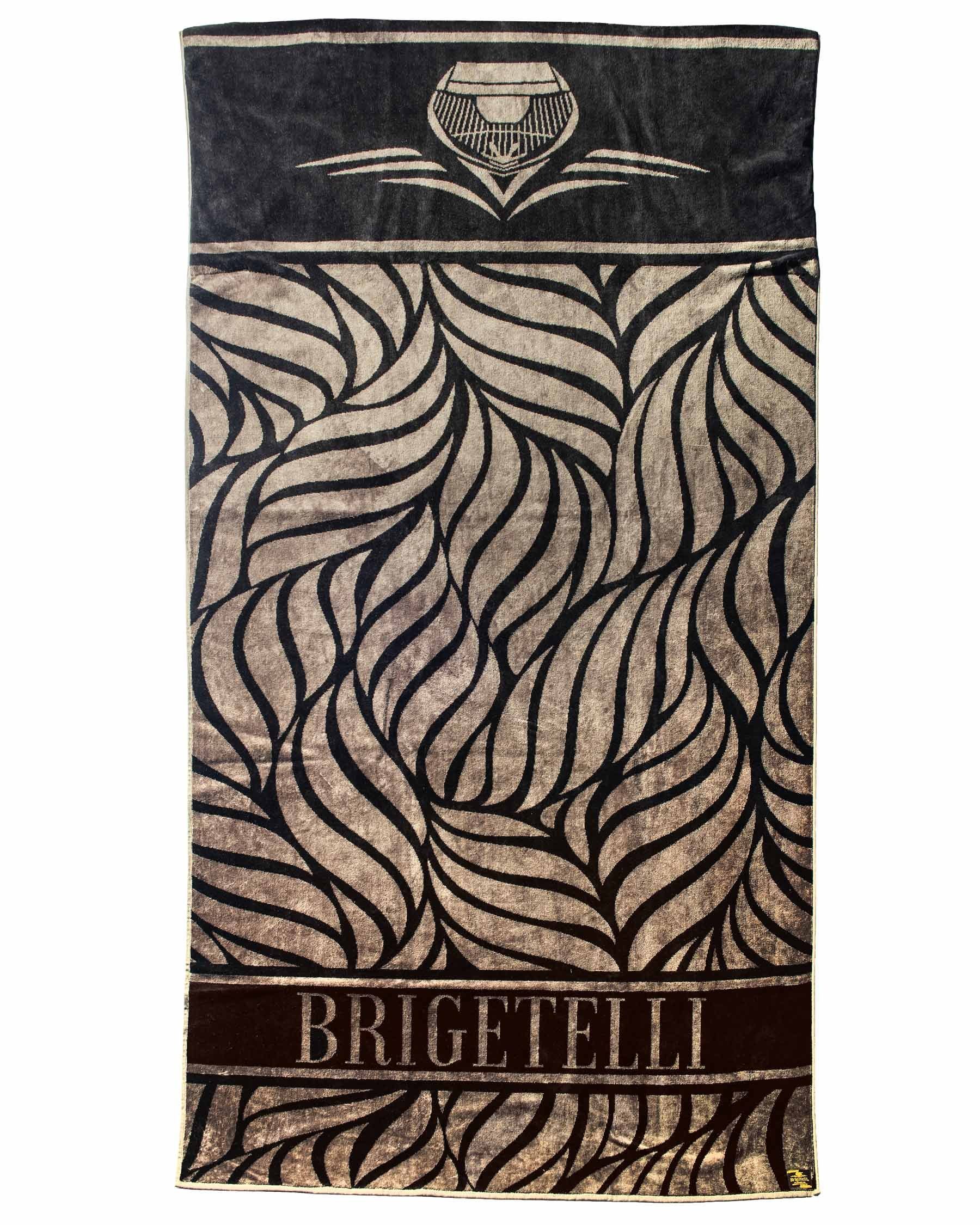 Brigetelli Strandtuch Brigetelli Strandtuch, Badetuch XXL - Black Label, (1- St), eingebaute Tasche für Luftkopfkissen & Tasche für Handy, Geldbörse