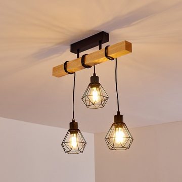 hofstein Deckenleuchte »Carema« Deckenlampe aus Metall/Holz in Schwarz/Braun, ohne Leuchtmittel, verstellbare Strahler, E27, Spot m. Gitter-Optik