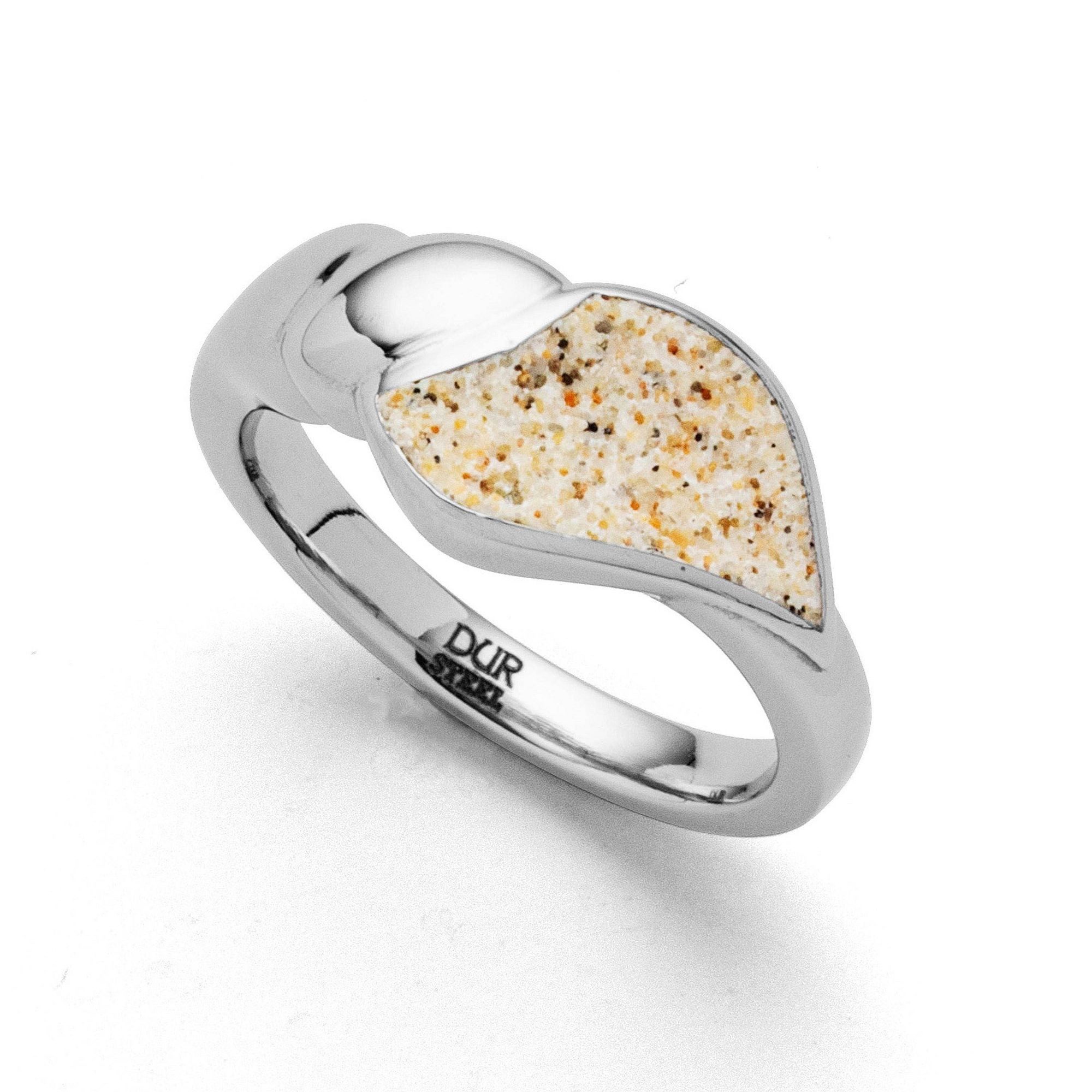 DUR Fingerring STEEL Ring Shell STR1006SA Edelstahl Strandsand® Größe 62