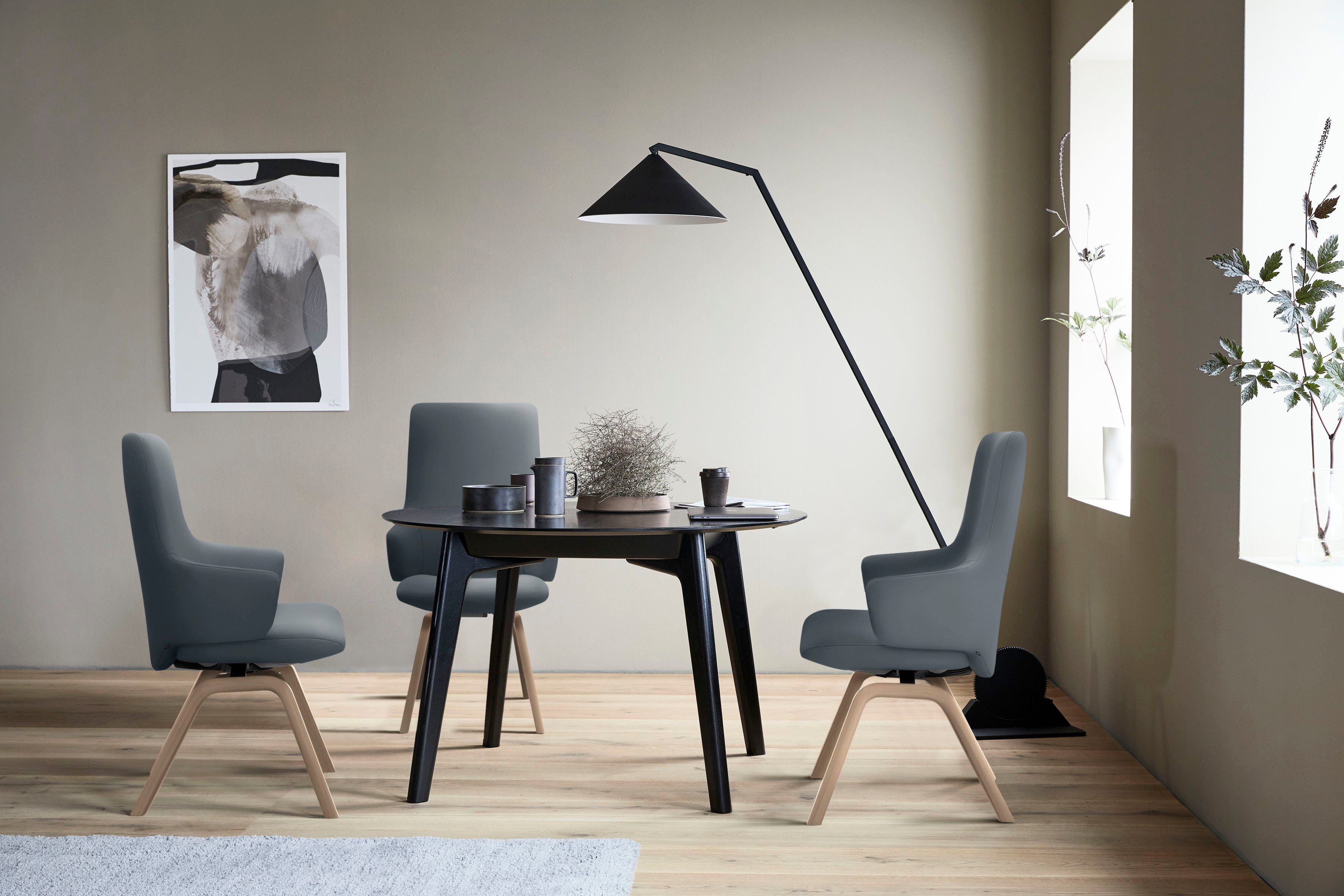 Stressless® Polsterstuhl Laurel, High Back mit Armlehne, Розмір L, mit schräggestellten Beinen in Eiche