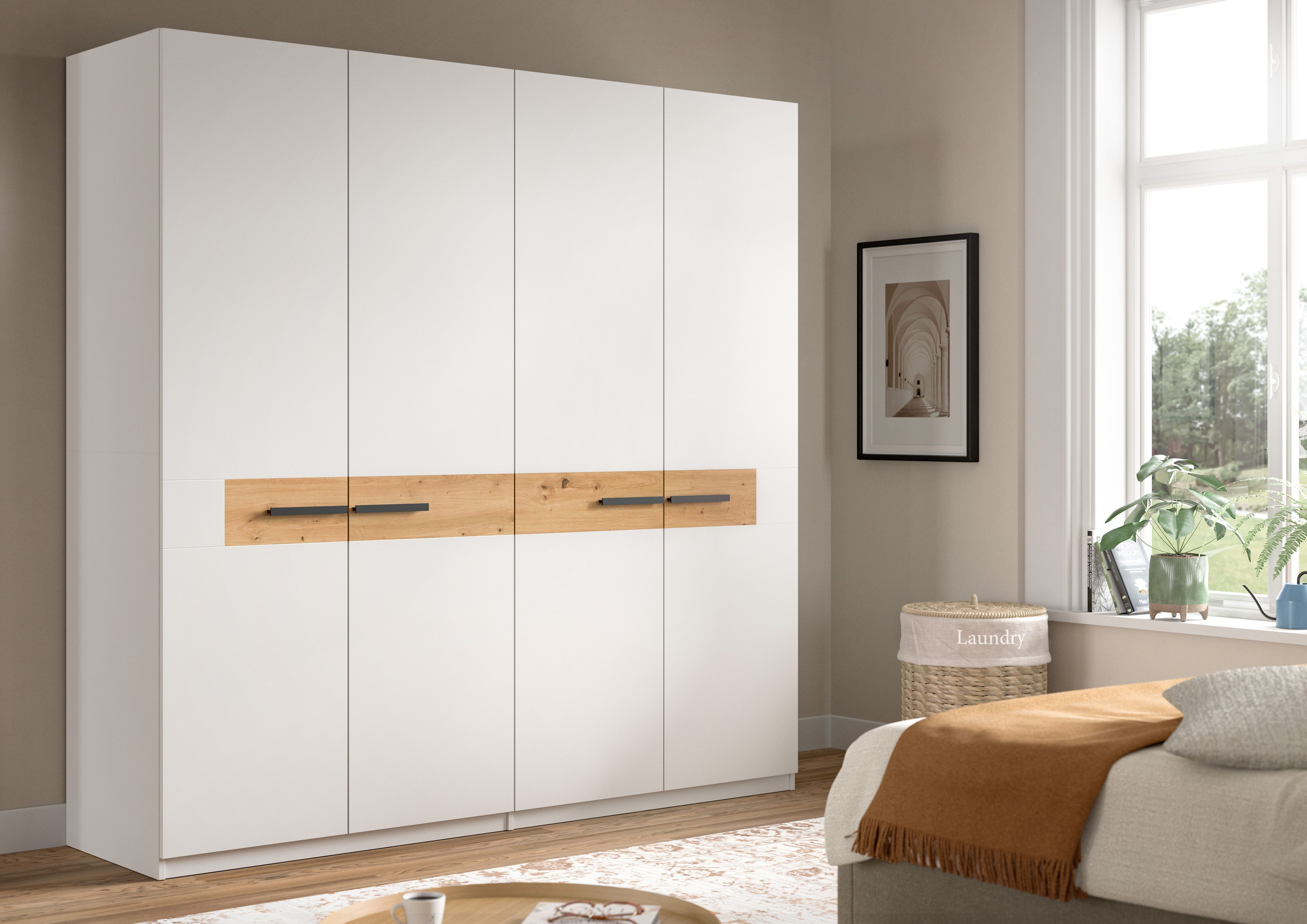 Home affaire Kleiderschrank NIEL, Schlafzimmerschrank, Garderobe, Schrank (1-St., BxH: 200x200 cm, 2 Kleiderstangen, 4 Einlegeböden) Kleiderschrank, Schrank, Schlafzimmer, Jugendzimmer