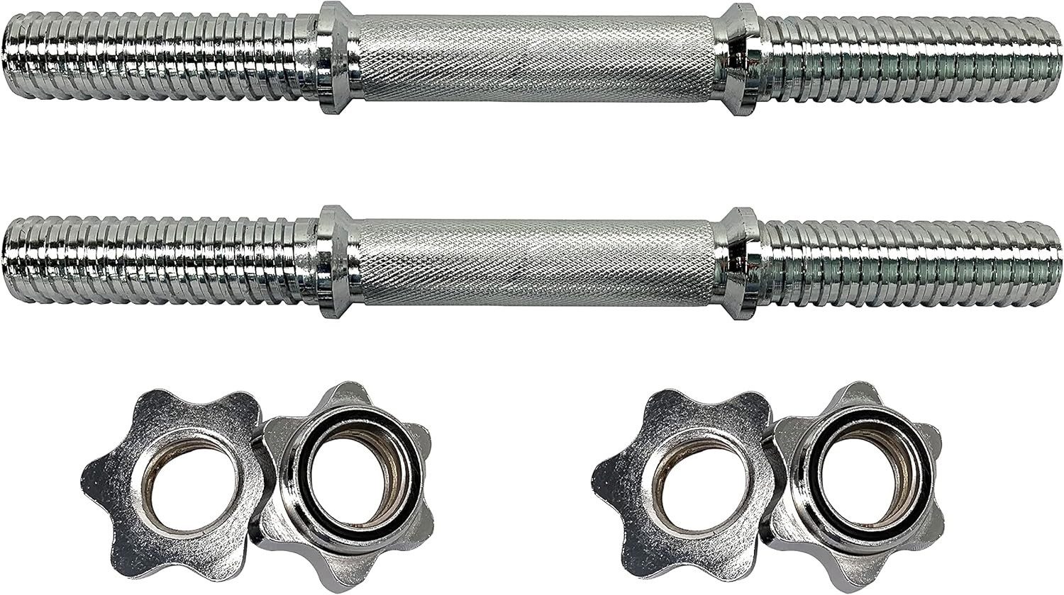 body coach Kurzhantelstange 2 x 35,2 cm mit kreuz gerändeltem Griff Sternschrauben Chrom 30 mm, verchromtes Metall, 35,2 cm (Spar-Set, 2-tlg., 2 mal Kurzhantelstange), mit Sternverschlüssen