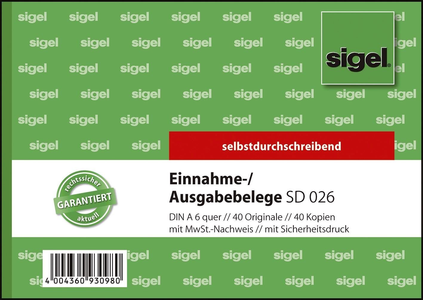 Formularblock Ausgabe-/Einnahmebelege mit Sicherheitsdruck - A6 quer 1. und 2. Blatt