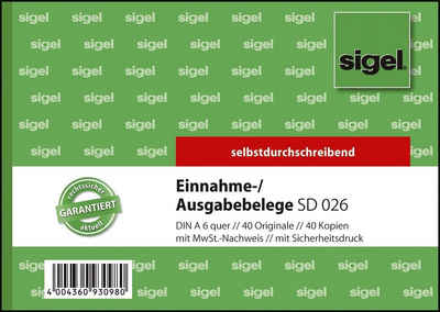 Sigel Formularblock sigel Formularbuch "Ausgabe-/Einnahmebeleg", A6 quer, SD