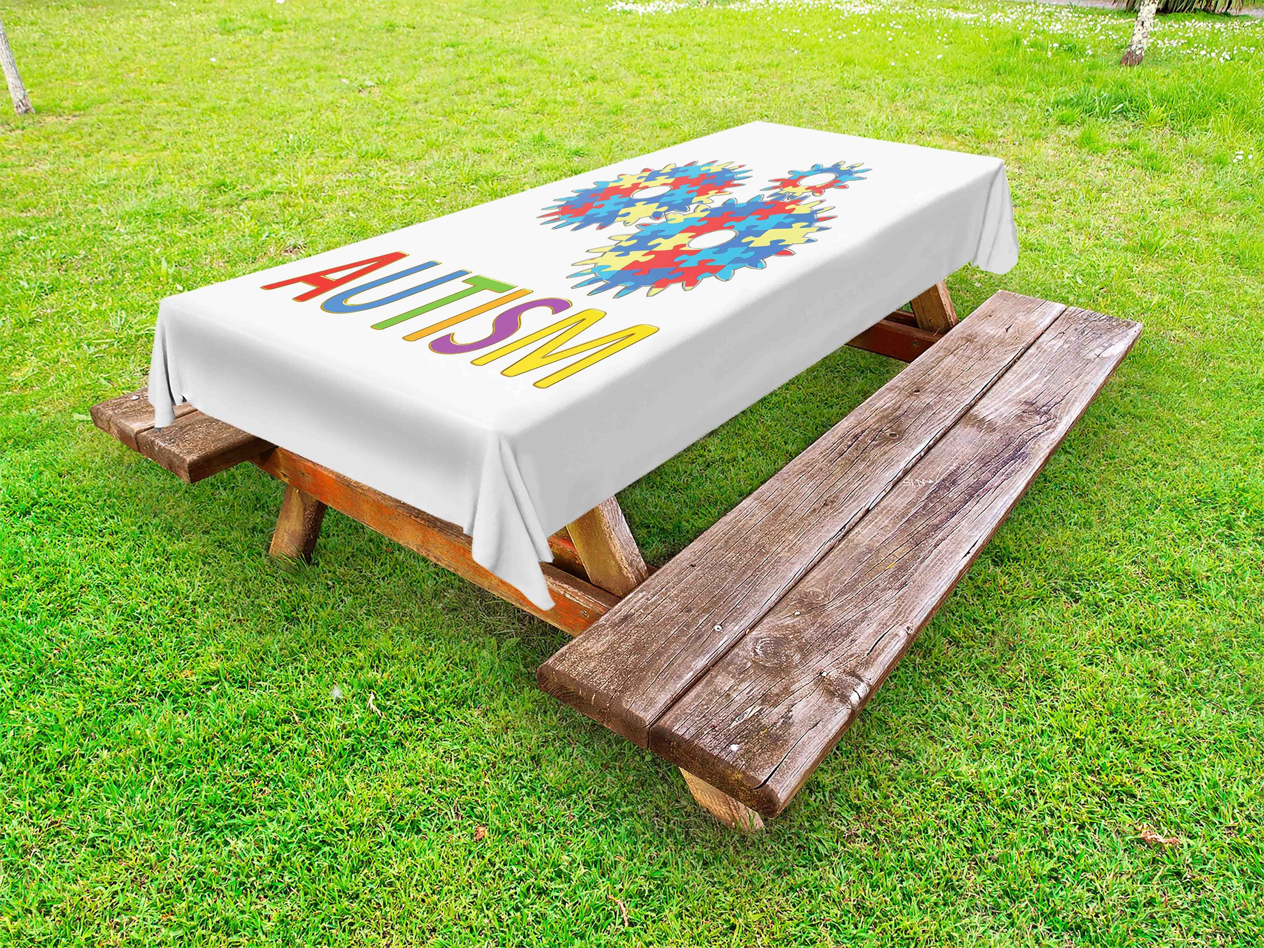 Abakuhaus Tischdecke dekorative waschbare Picknick-Tischdecke, Autismus Bunte Symbolische Muster