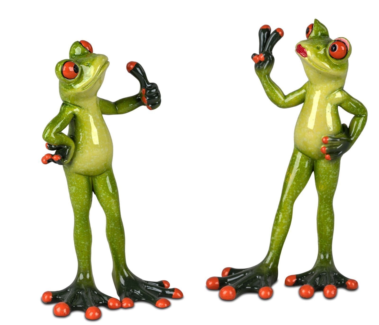 Sammelfigur 2er Set Froschpaar Daumen hoch + Victory lustige Frösche Figur Deko