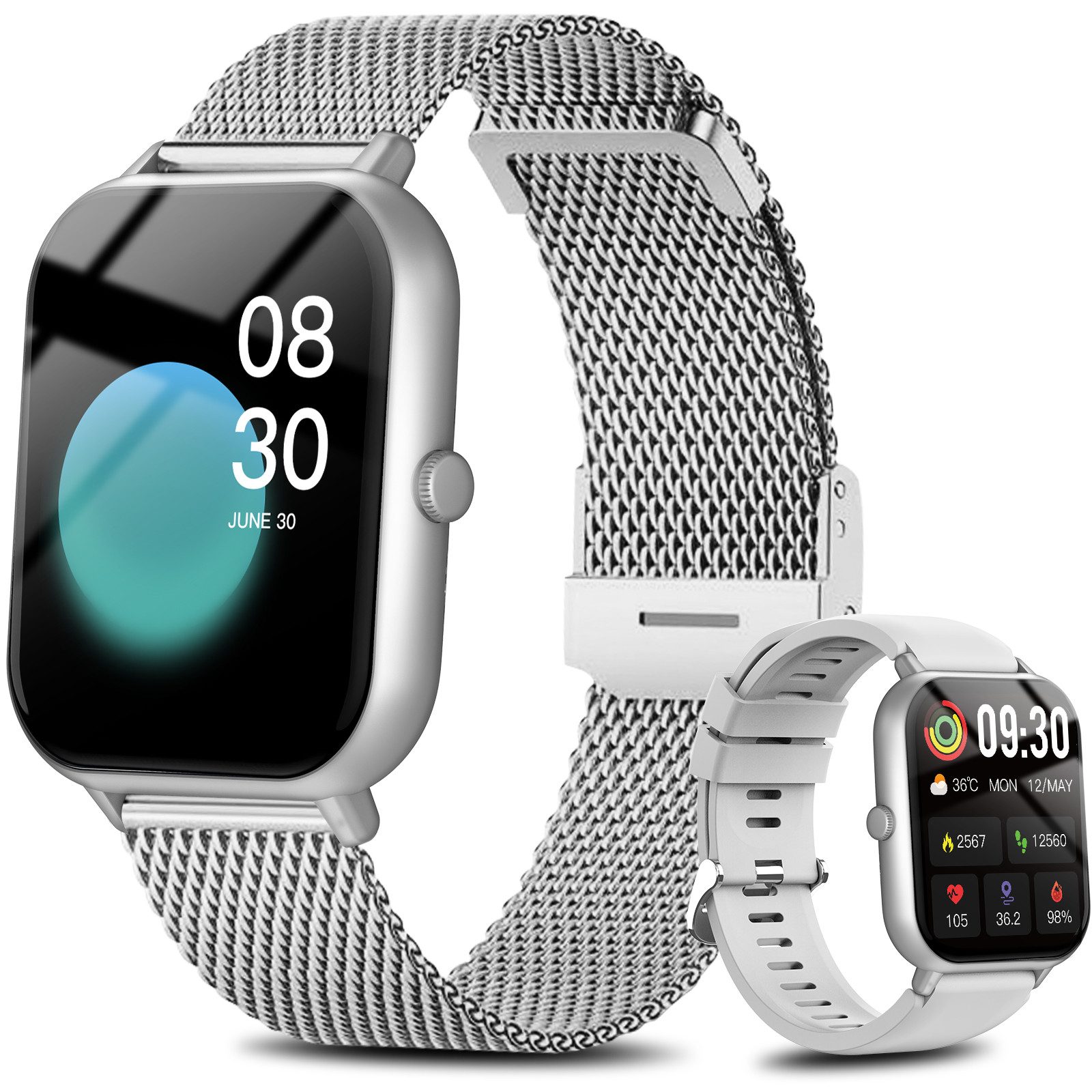 Smartwatch, Fitness Tracker uhr mit Anruffunktion für Damen und Herren Smartwatch