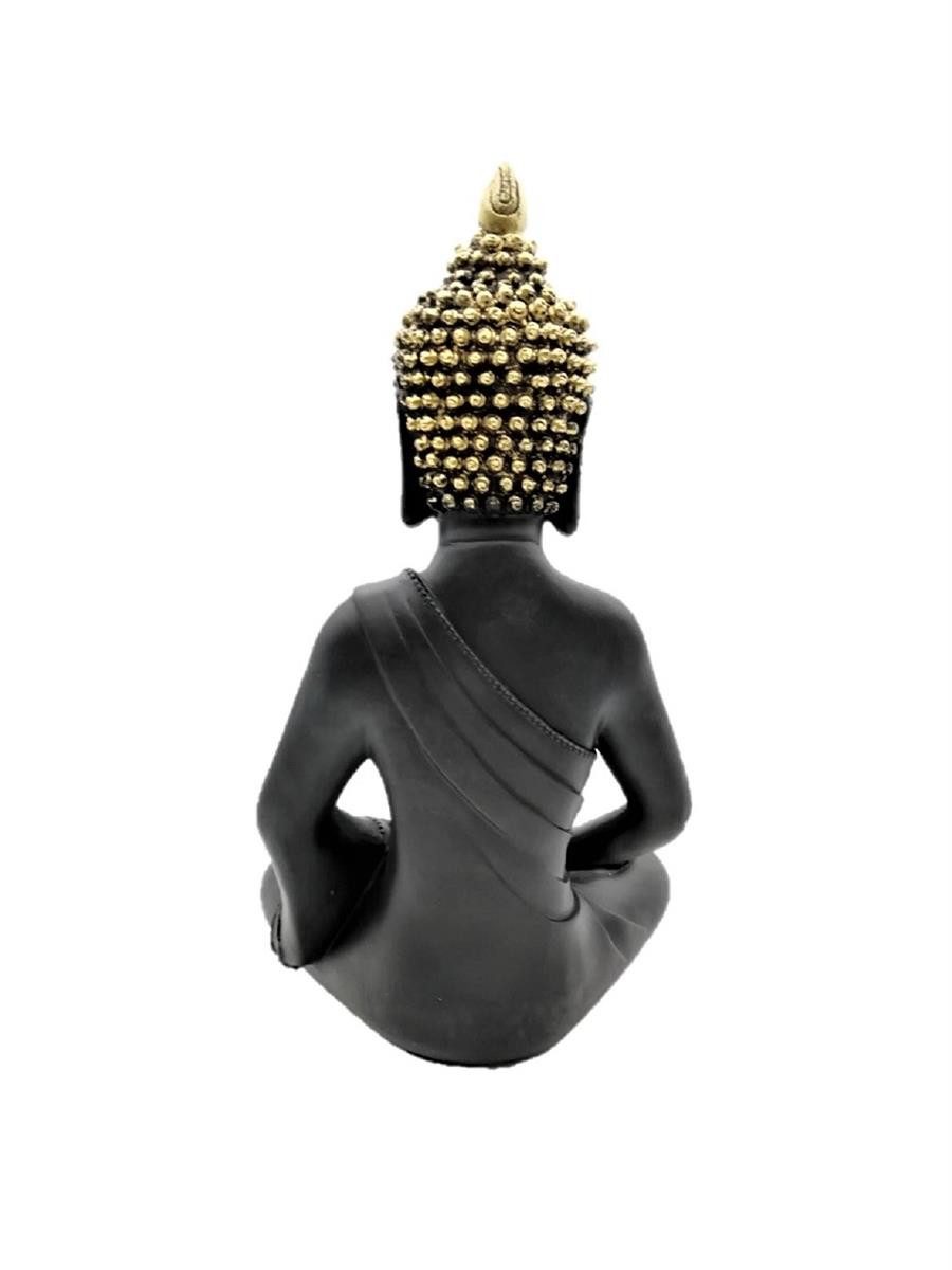 Geschenkestadl Buddhafigur Buddha Figur 30 cm Schwarz Gold Zen Meditation Deko Polystein, Buddha schwarz/gold – Bild 3 von 5