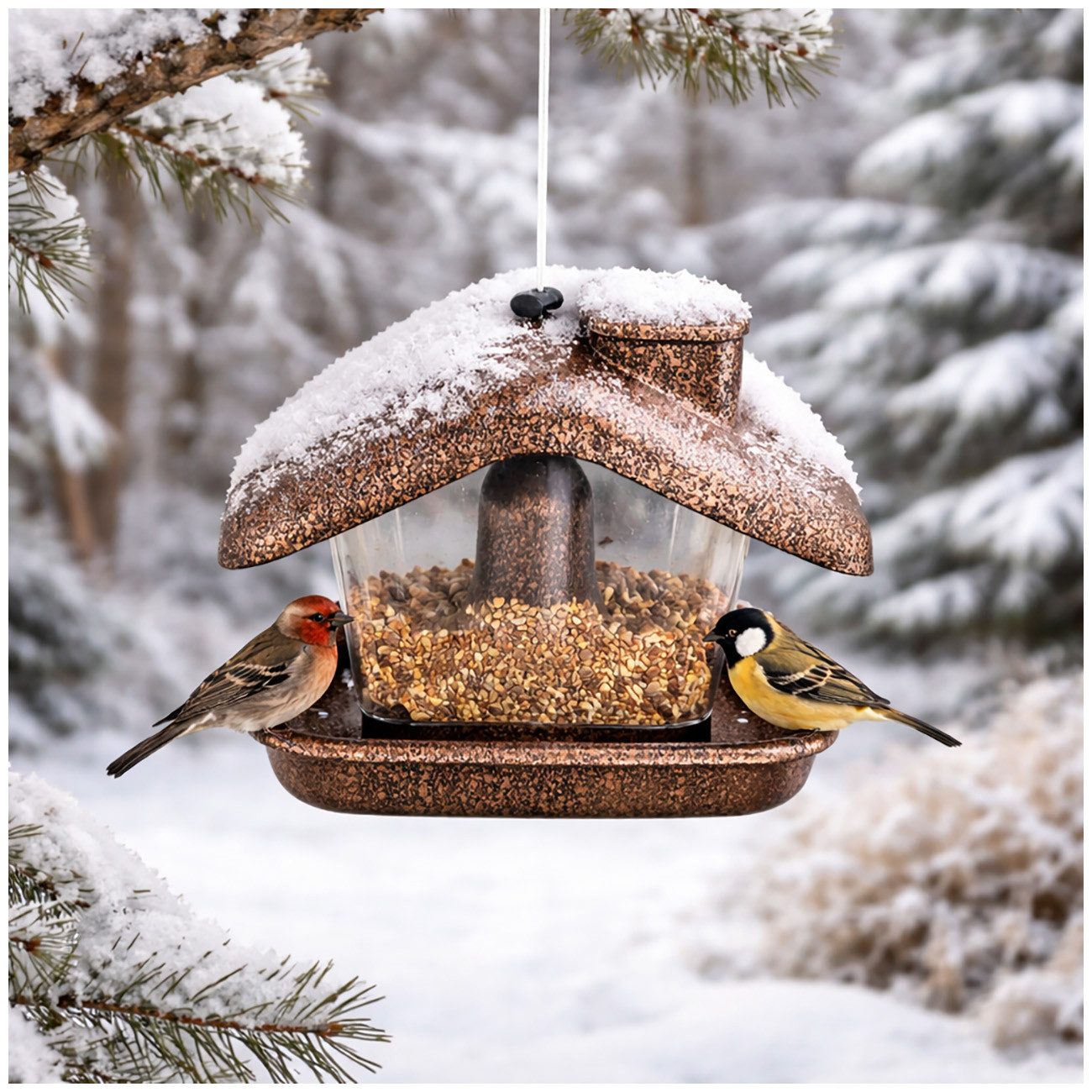 HTI-Living Futterspender Vogelfutterhaus Nessa Metallic Gold, Futterspender Kunststoff zum Hängen