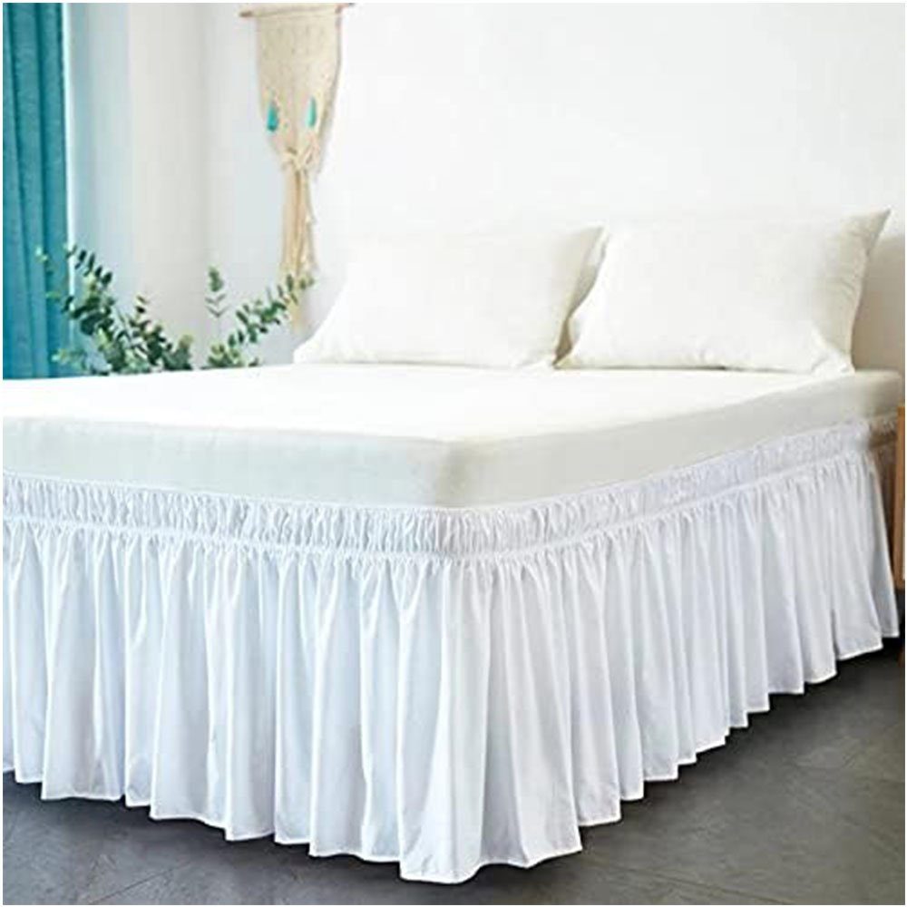 FELIXLEO Bettwäsche Bettrock zum Umwickeln Ruffled Solid Bed Rock Elastische 135*200+45cm – Bild 5 von 5