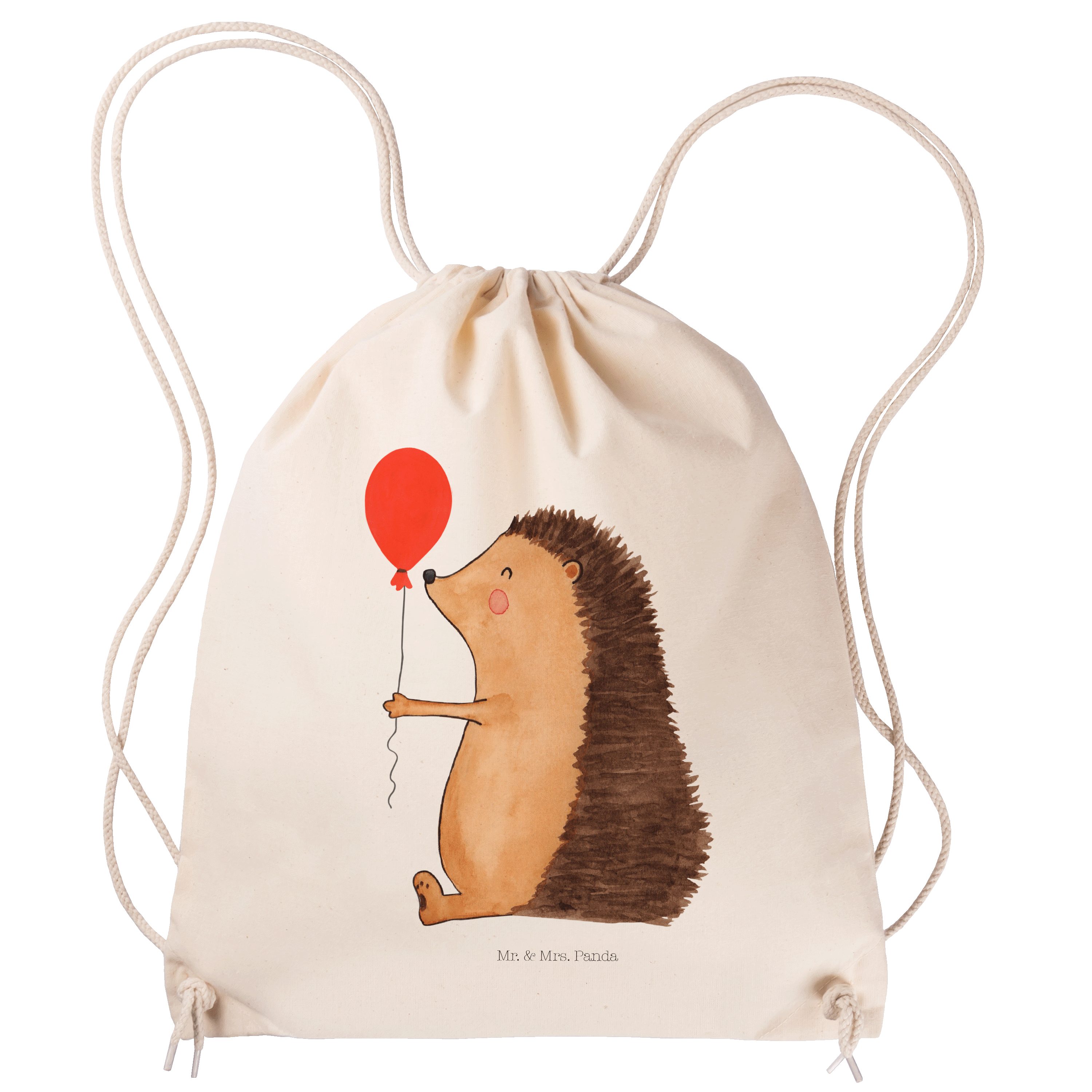 Mr. & Mrs. Panda Sporttasche Igel mit Luftballon - Transparent - Geschenk, Sportbeutel Kinder, Tur (1-tlg)