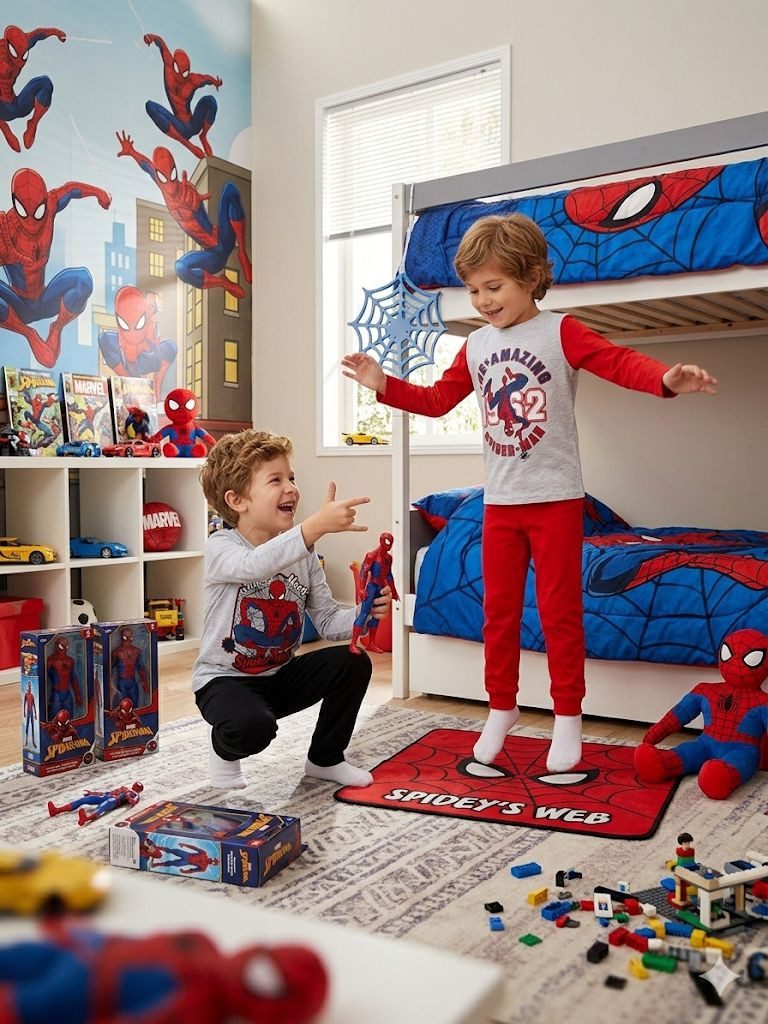 Spiderman Pyjama Spider-Man Kinder Pyjama: Weicher Longpyjama für Jungen & Mädchen Set Spiderman Schlafanzug Jungen + Mädchen