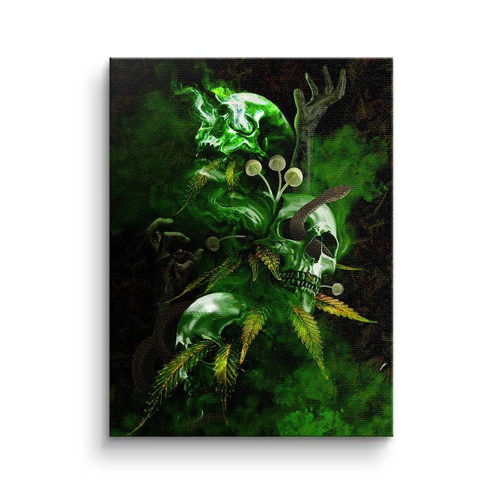 Leinwandbild, silberner Art Motivation Leinwandbild DOTCOMCANVAS® Rahmen - Premium Mindset - Death Pop - Green -
