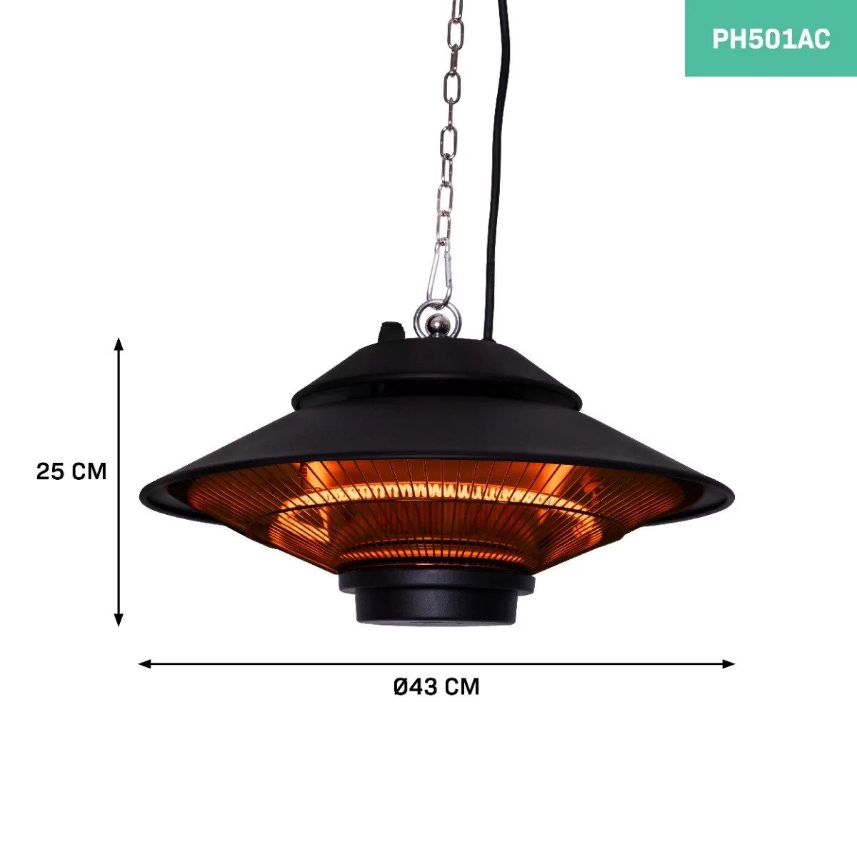 VONROC Heizstrahler Terrasse Infrarot Hängend Deckenmontage - Terassenheizung elektrisch, 1500 W, Terrassenstrahler [Carbonfaserlampe] für Sekundenschnelle Wärme