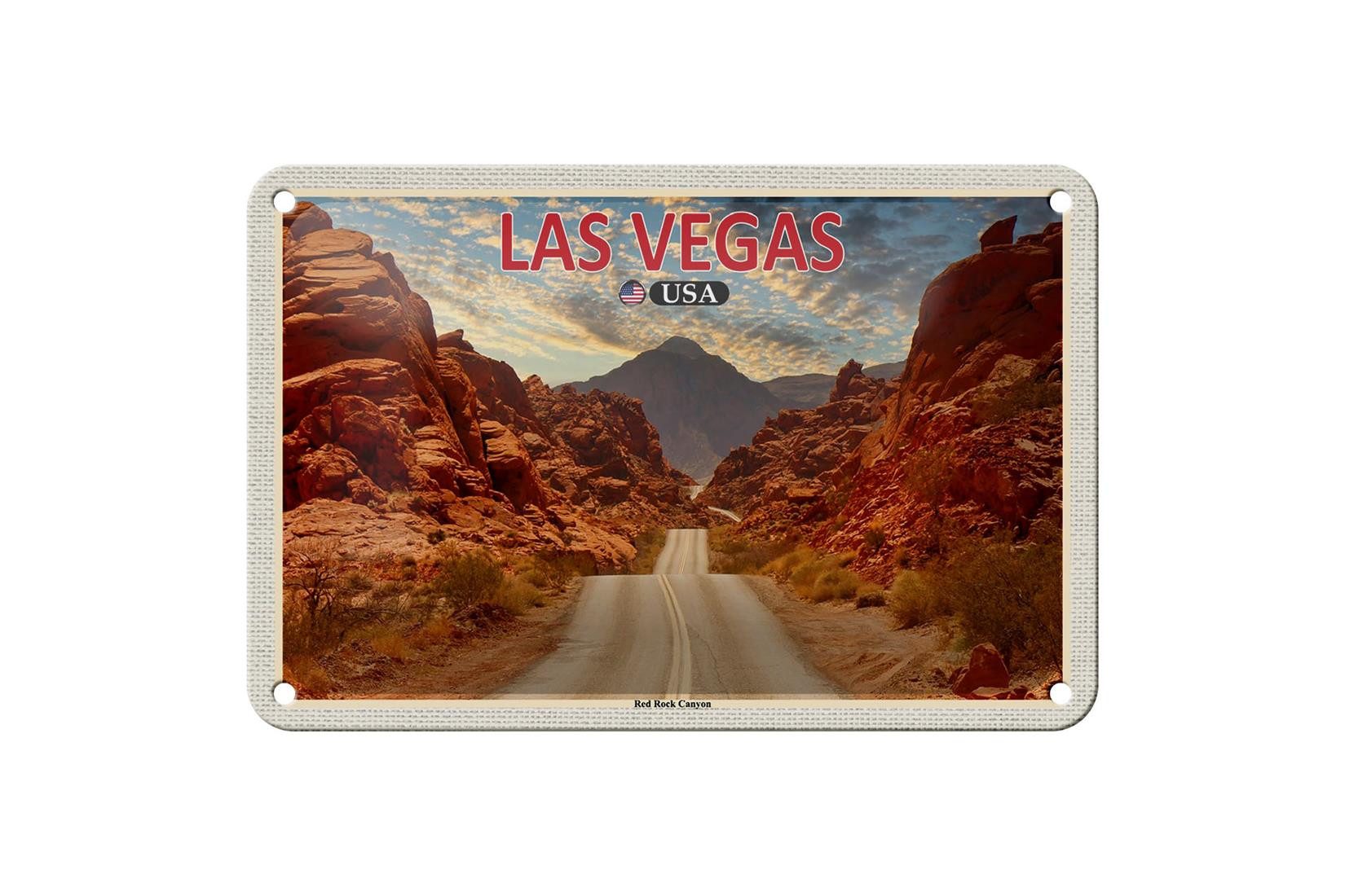Metallschild Reise 18x12cm Las Vegas USA Red Rock Canyon