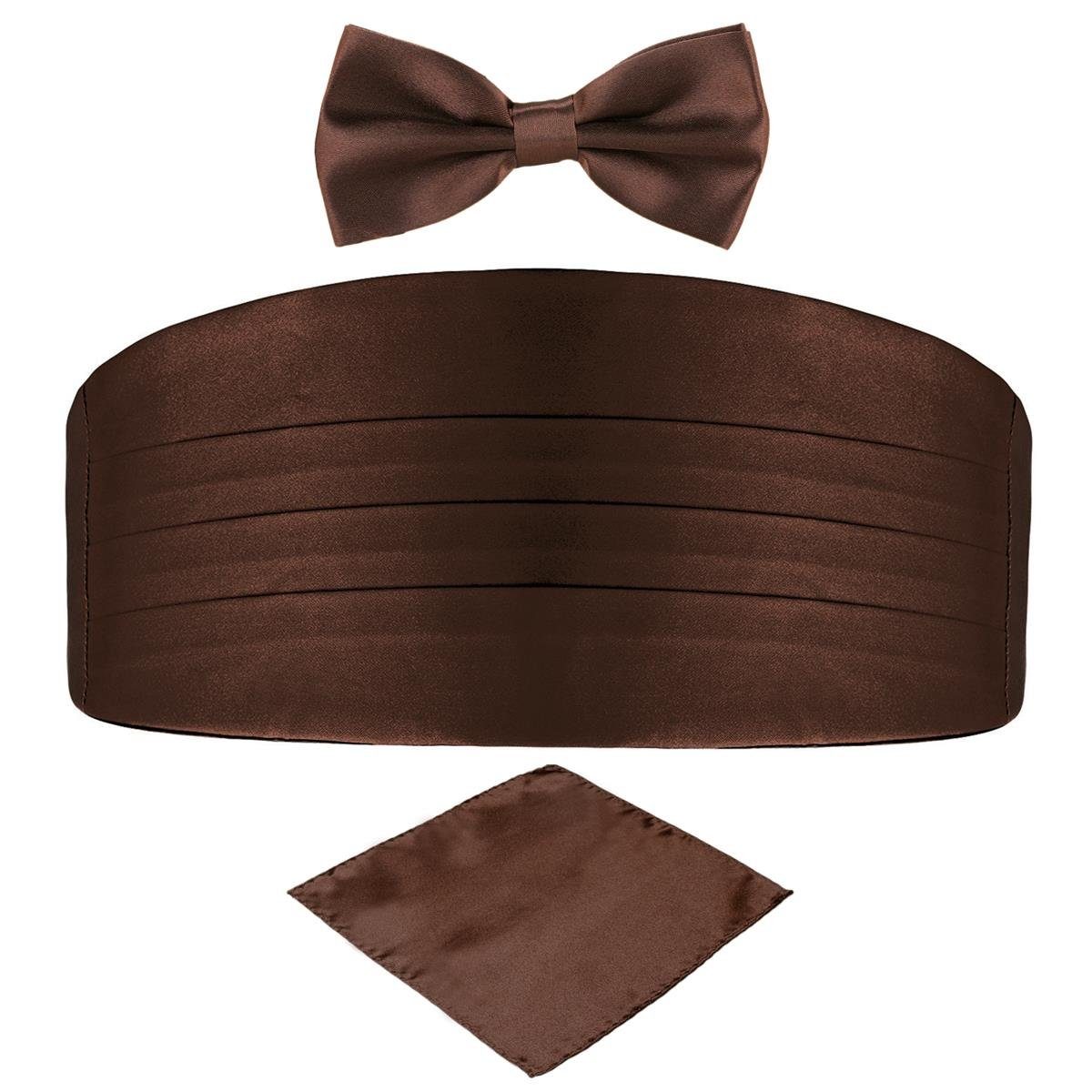 DonDon Kummerbund 3er Set Kummerbund Fliege Einstecktuch glänzend und gleichfarbig, (3er Set, 3-St), 3er Set, farblich abgestimmt, Seidenlook