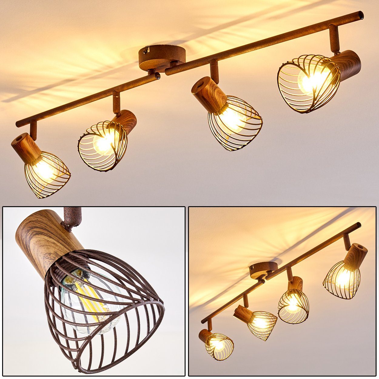 hofstein Deckenleuchte »Laccio« Deckenlampe aus Metall/Holz günstig online kaufen