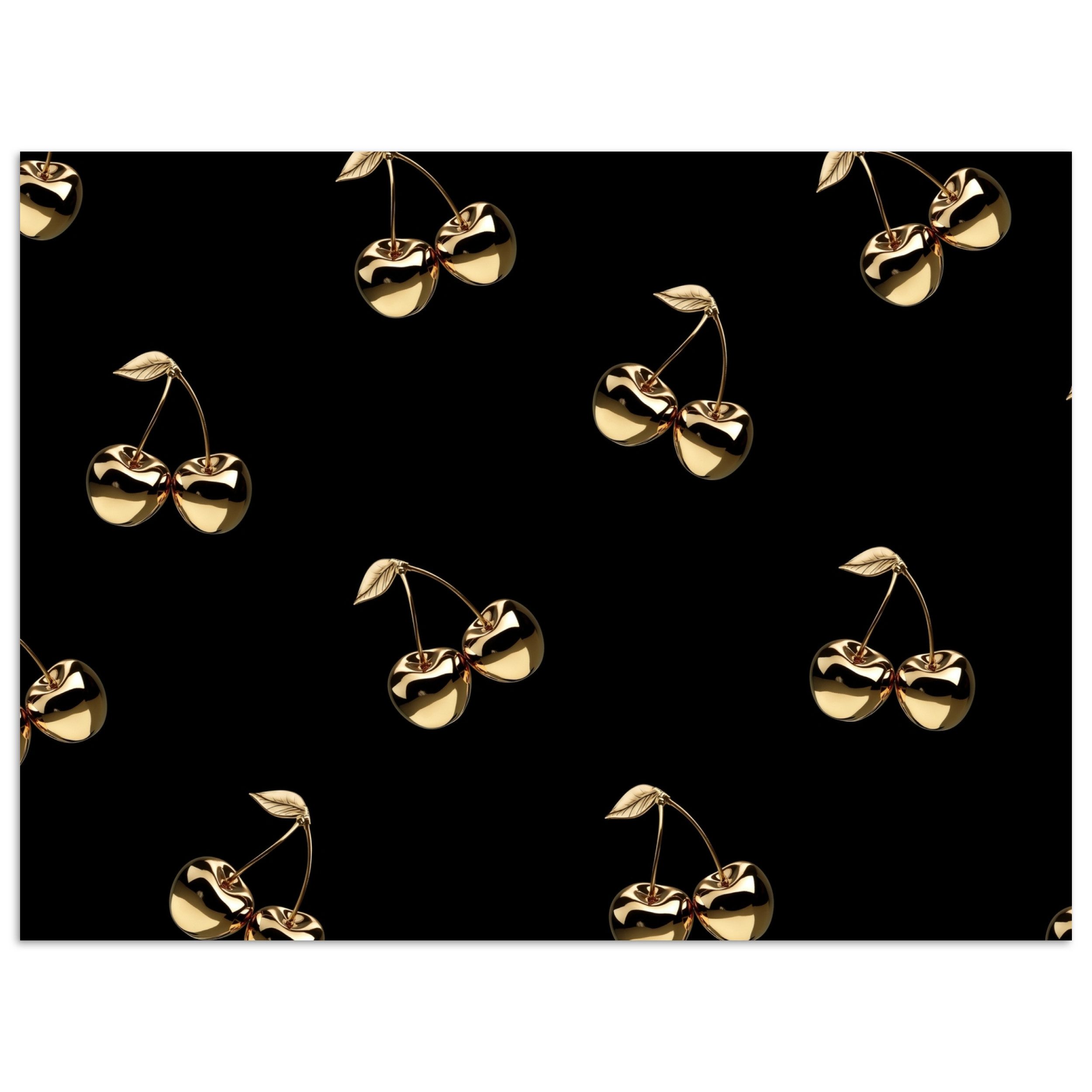 MuchoWow Poster Muster - Kirsche - Gold - Chrom, (1 St), Poster ohne Rahmen, Wandbild, Wandposter, 40x30 cm