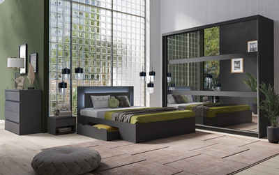 Lukas Möbel Komplettschlafzimmer Schlafzimmer Komplett Finyo in Farbe Graphitgrau