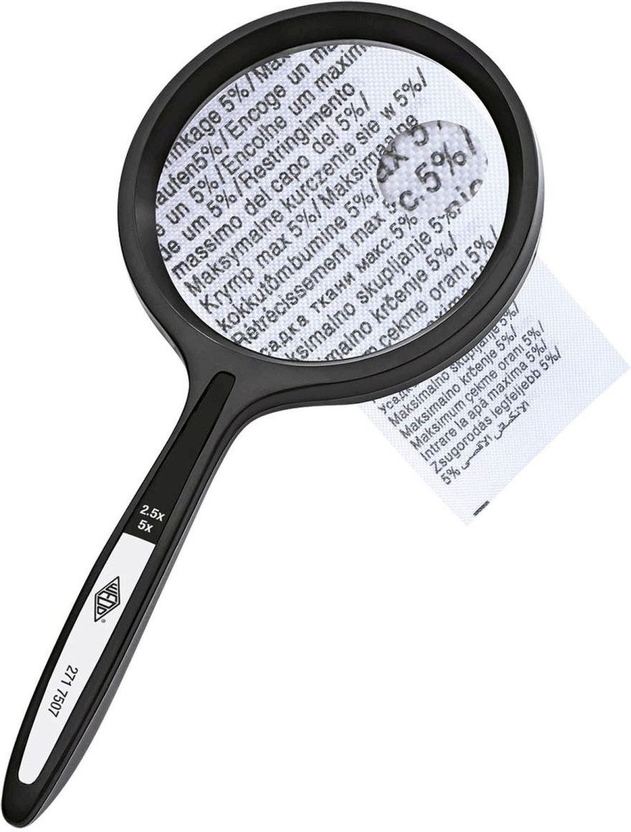WEDO Taschenlupe Lupe rund 48,5mm Kunststoff Vergrößerung 2.5+5-fach schwarz