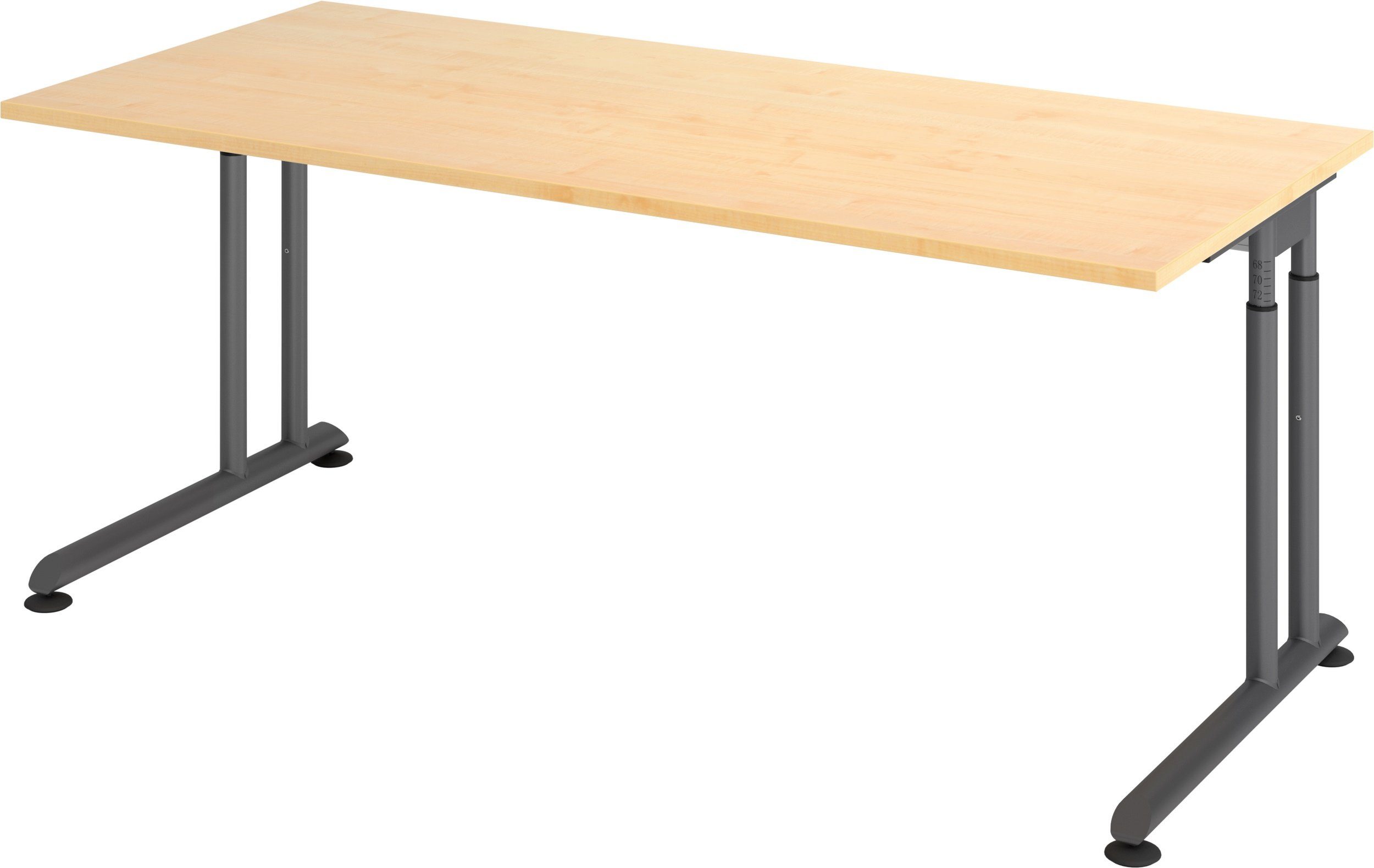 bümö Schreibtisch Schreibtisch Serie-Z, Rechteck: 180 x 80 cm - Dekor: Ahorn - Gestell: Graphit