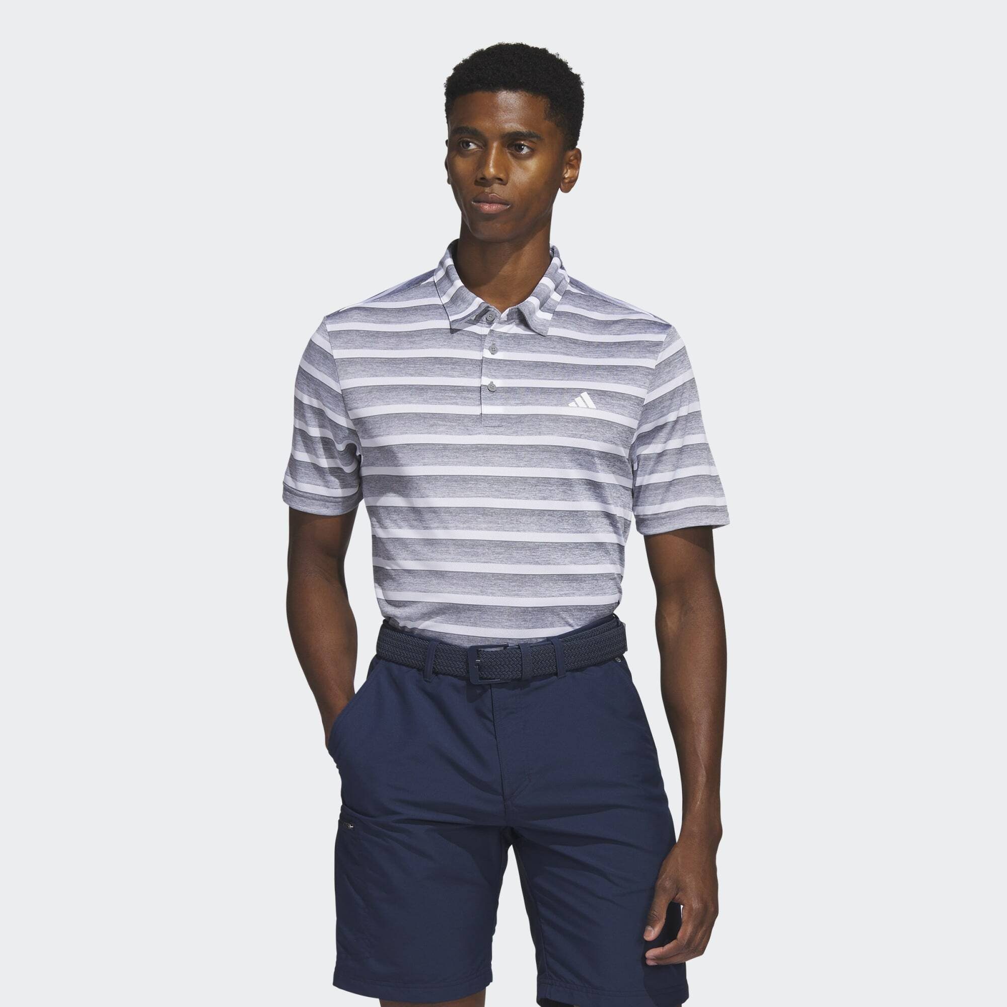 Performance Grey Three adidas STRIPE White Funktionsshirt POLOSHIRT / TWO-COLOR