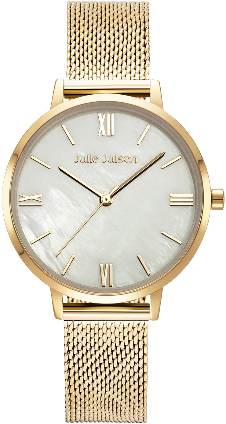 Julie Julsen Quarzuhr Roman Gold, JJW1431YGME, Armbanduhr, Damenuhr, PVD-beschichtet, Mineralglas