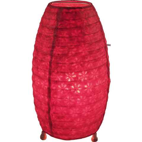 Guru-Shop Tischleuchte Coronada Lokta Papier Tischlampe - 30 cm rot, Leuchtmittel nicht inklusive