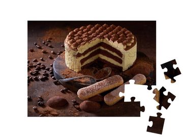 puzzleYOU Puzzle Tiramisu-Torte, 48 Puzzleteile, puzzleYOU-Kollektionen Kuchen, Essen und Trinken