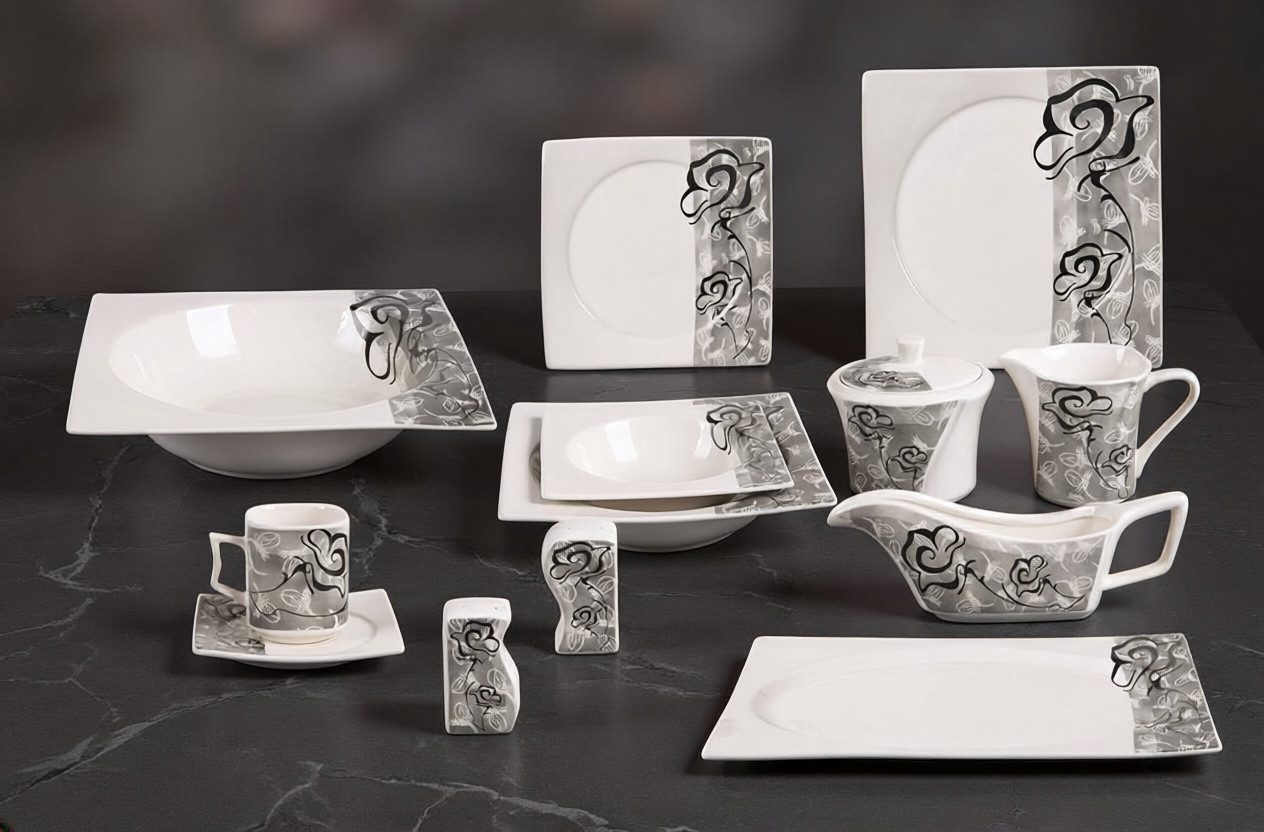 Tullip Kombiservice (43-tlg), 6 Personen, Elegantes Geschirrset für Tafel & Kaffee Designed Germany