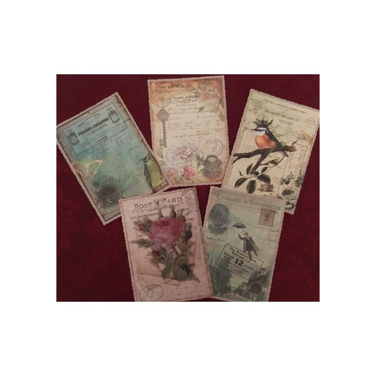 - (mit Rose 5026 Postkarte Grußkarte Vintage Glimmer) pappnoptikum
