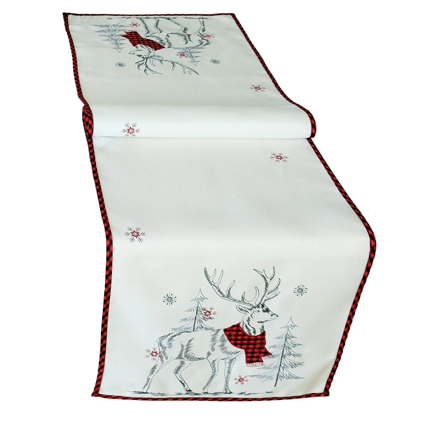Tischdecke Tischwäsche mit Stickerei Hirsch Winter Weihnachten