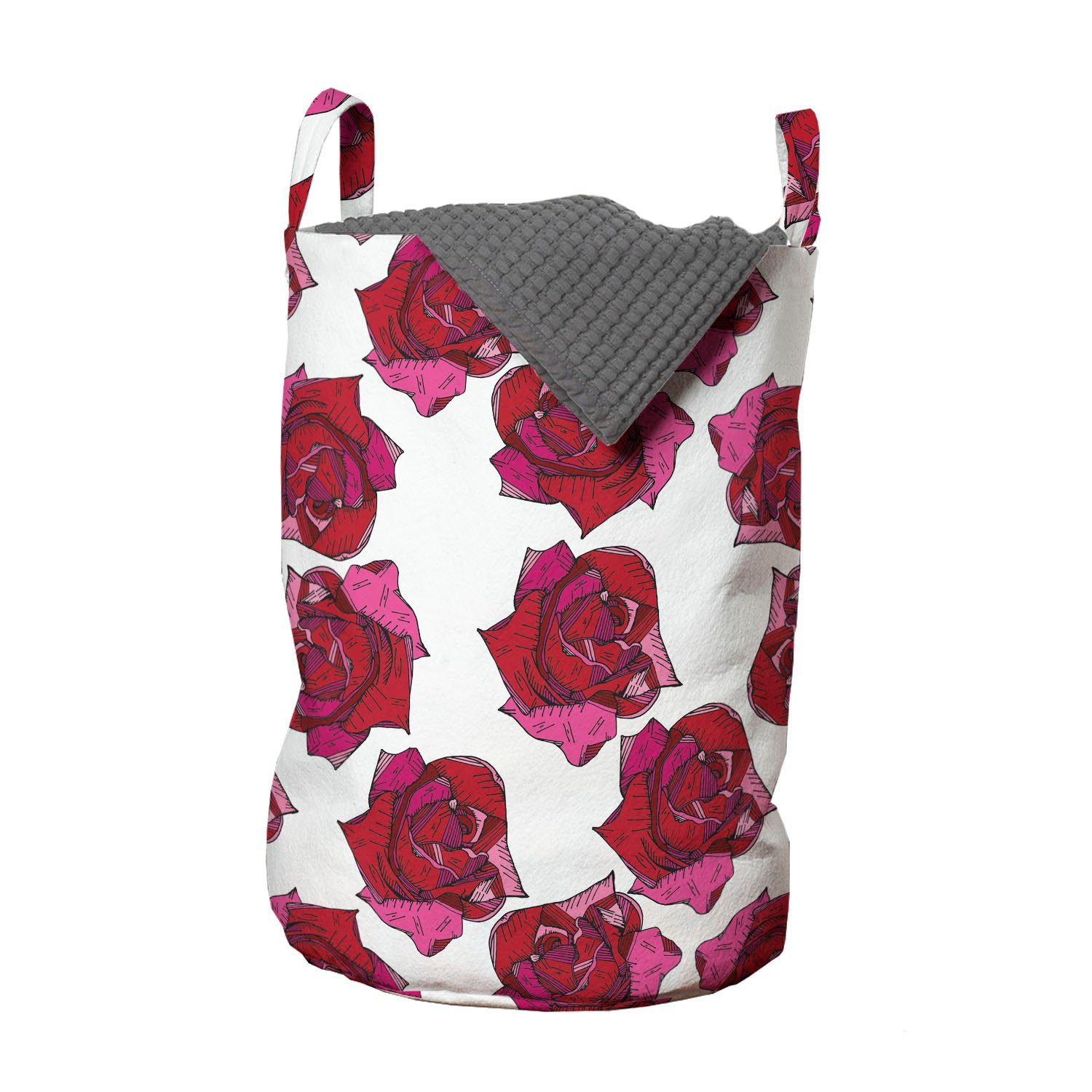 Abakuhaus Wäschesäckchen Wäschekorb mit Griffen Kordelzugverschluss für Waschsalons, Rosen Flüchtiges abstraktes Blumenbild