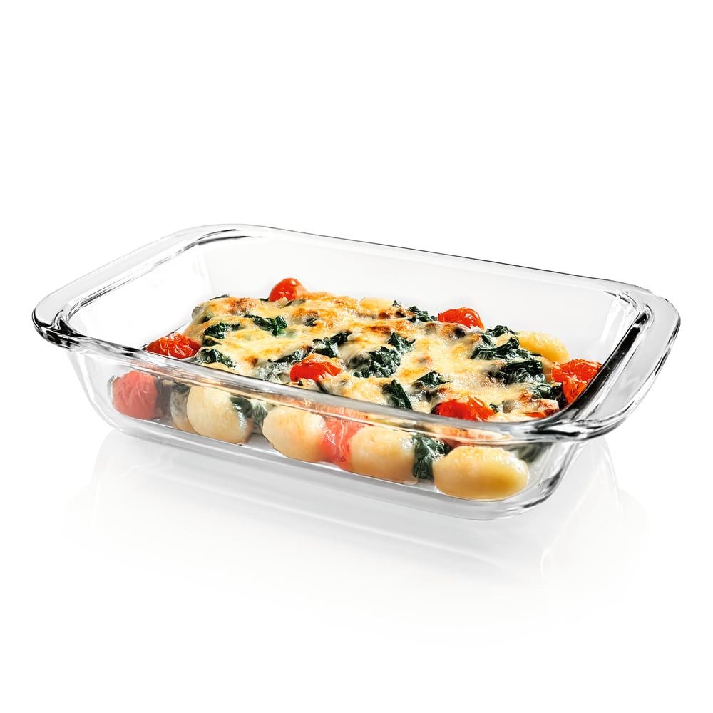 GOURMETmaxx Auflaufform Auflaufform transparent rechteckig 800ml, (1-St), aus Glas für Heißluftfritteuse & Ofen Zubereiten Garen Servieren