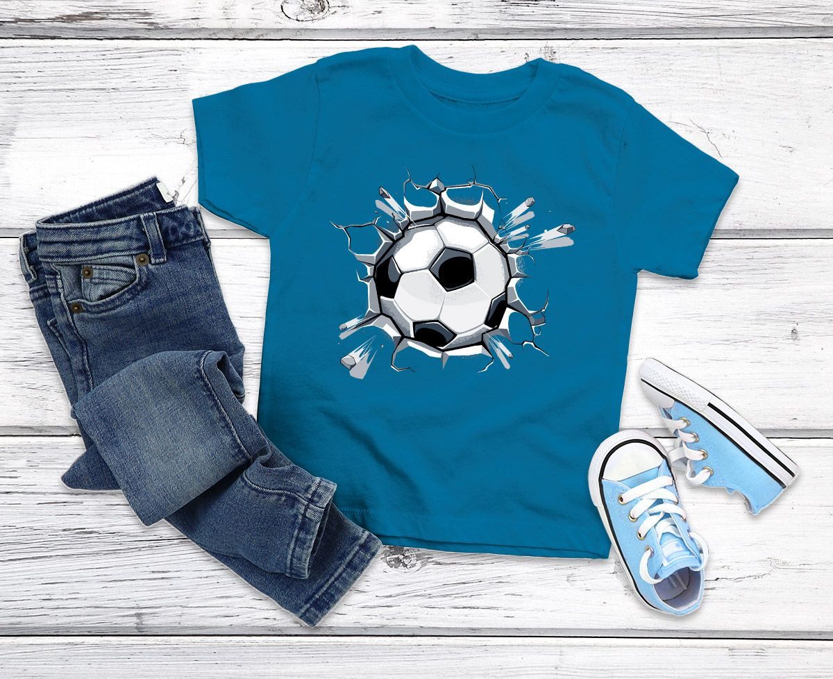 Print-Shirt Kinder T-Shirt Jungen Fussball-Motiv lustig Tor Ball-Sport Geschenk
