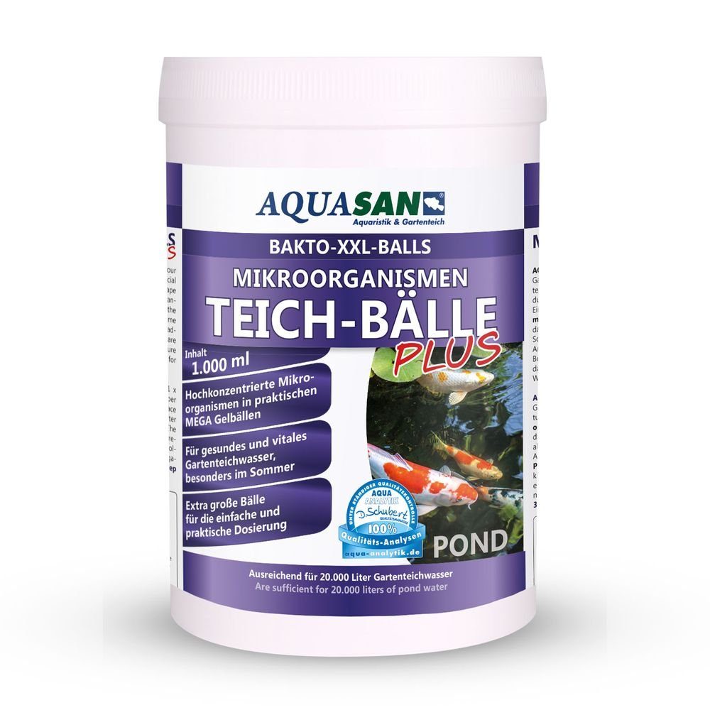 AQUASAN Teichfilter Gartenteich Mikroorganismen XXL Bakto-Balls PLUS (lebensnotwendigen Mikroorganismen, 1 St., Spar Set), 1 Liter sind ausreichend für bis zu 20.000 Liter