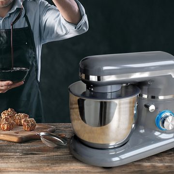 EAXUS Küchenmaschine Helen Multifunktionale Knetmaschine mit Edelstahlschüssel, 1000 W, 5,00 l Schüssel, 6-Gang + Turbo, inkl. 3 Aufsätzen, 3 Jahre Garantie
