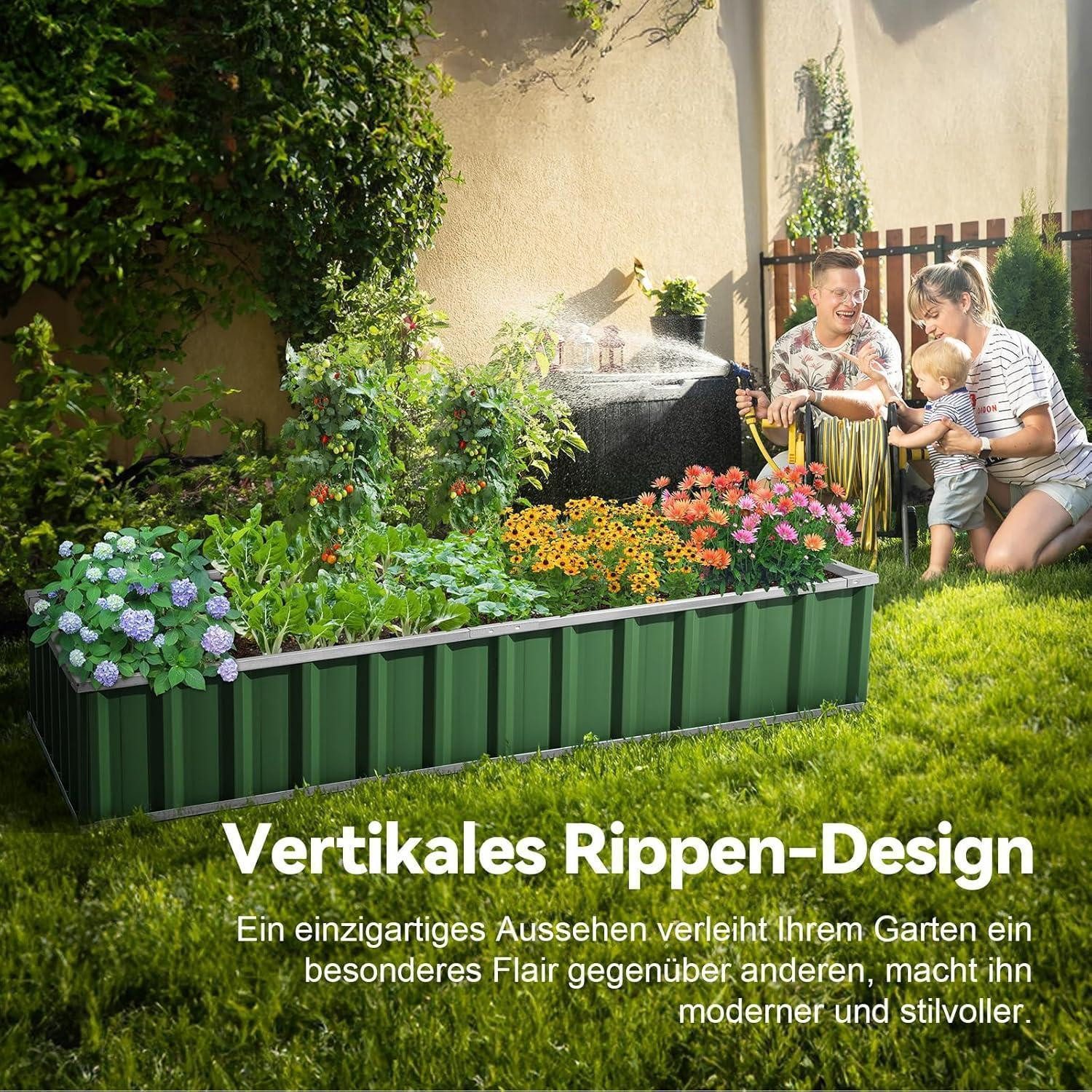 KING BIRD Hochbeet Hochbeet Metall 174x90x30cm Pflanzkübel Blumenkasten T-Etiketten