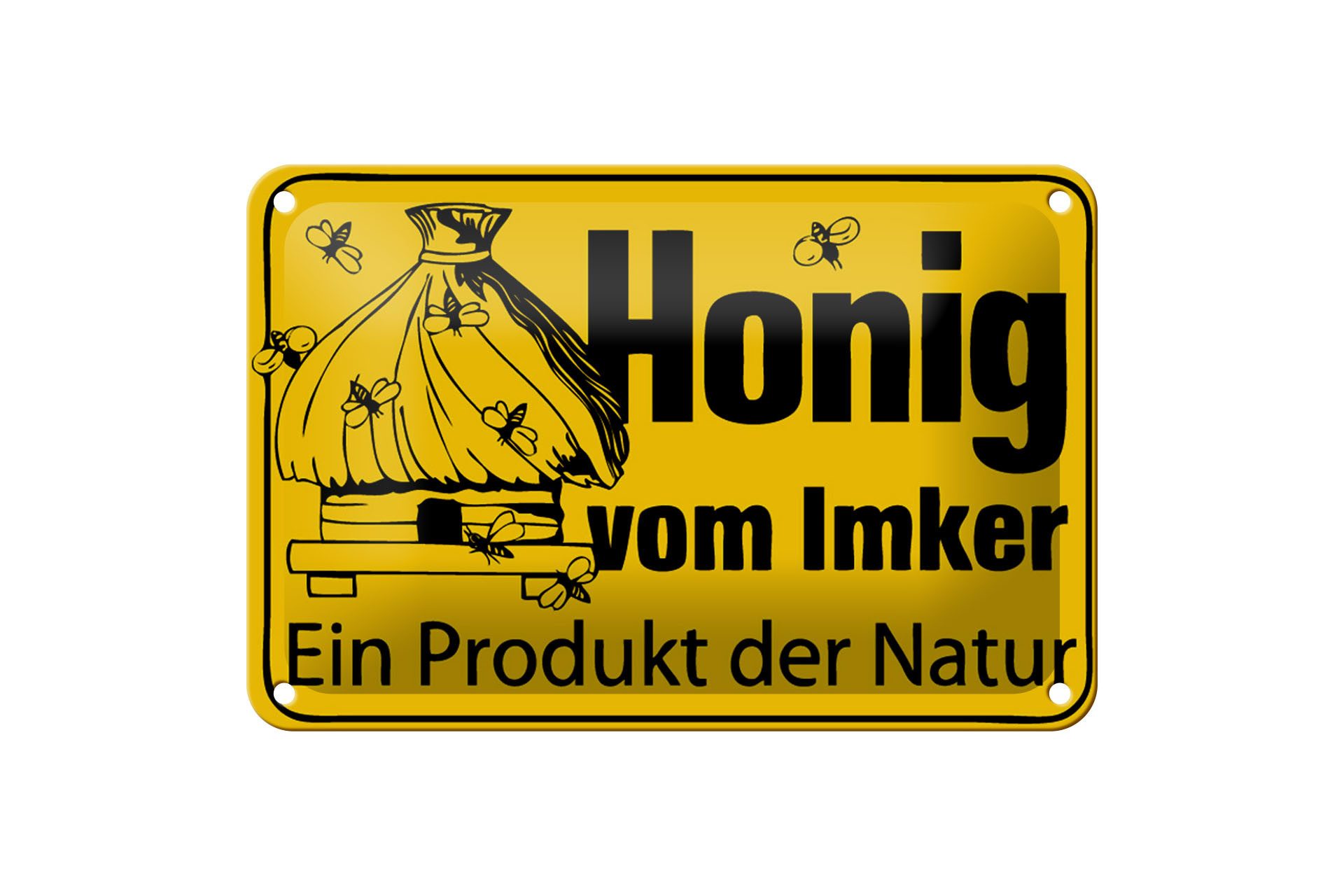 Femer GmbH Metallschild Hinweis 18x12cm Honig vom Imker Naturprodukt, (1 St), gewölbte Oberfläche, abgerundete Ecken, umgeschlagene Kanten