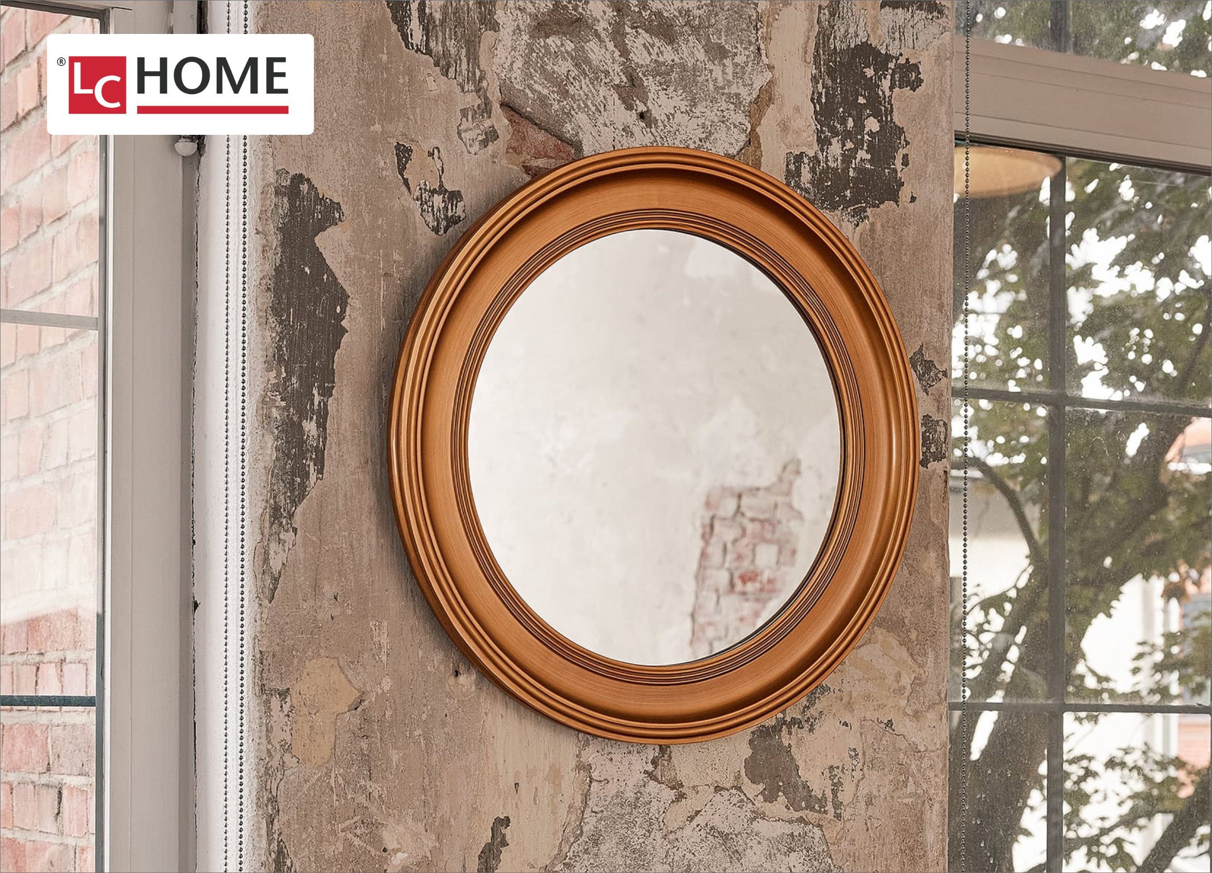 LC Home Wandspiegel LC Home Wandspiegel »Schlicht« Ø60 cm mit Landhaus Face günstig online kaufen