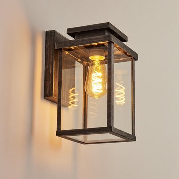 hofstein Außen-Wandleuchte »Poggio« moderne Wandlampe aus Metall/Glas in Schwarz/Silber/Klar, ohne Leuchtmittel, Wandleuchte, E27, Außenleuchte abwärts m. Lichteffekt, IP44